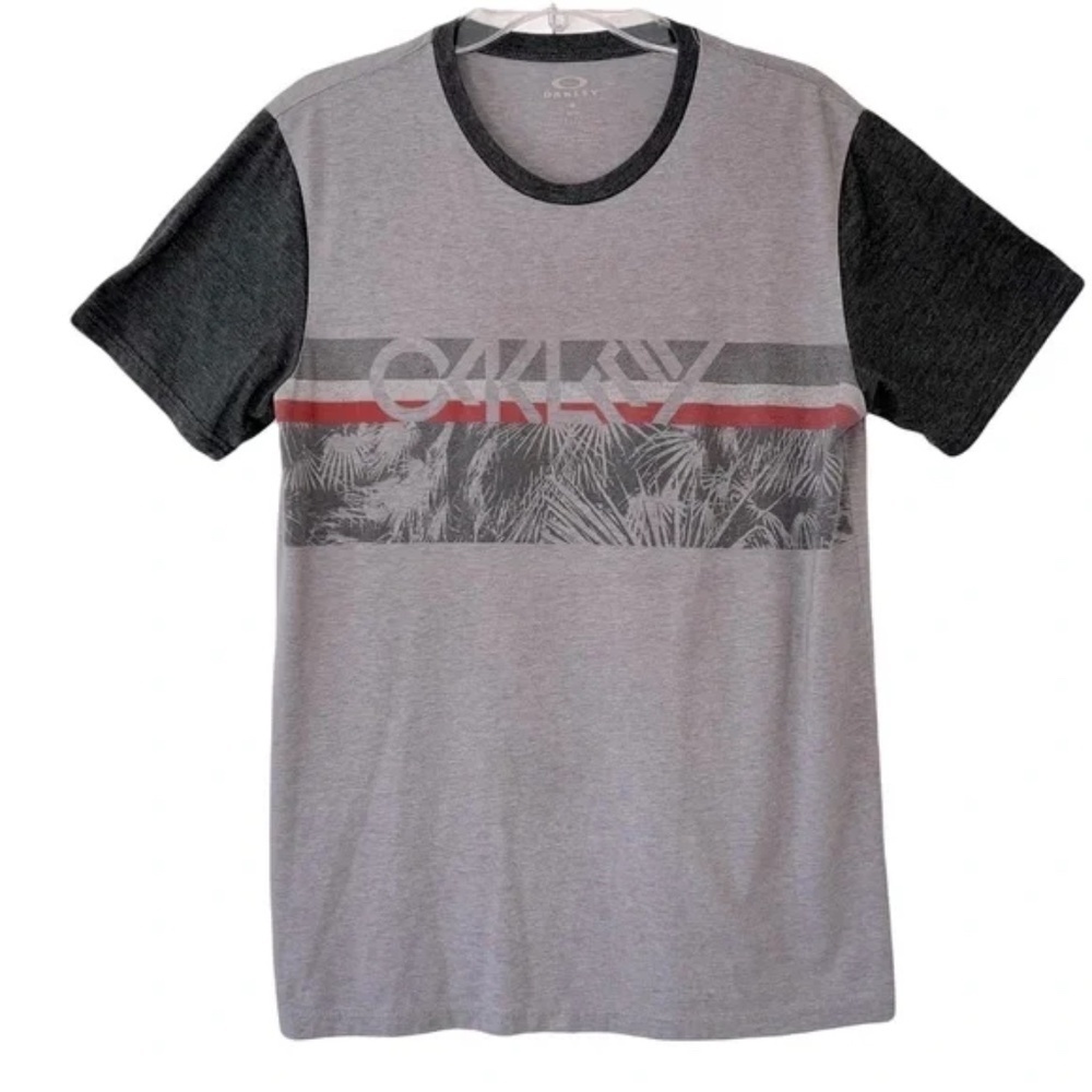 Oakley | Gray Short Sleeve Tropical Logo Graphic Tee, Medium